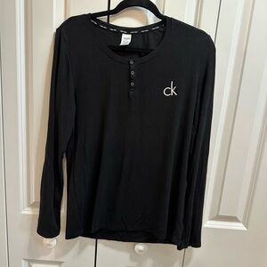 Calvin Klein Black Long Sleeve Henley Shirt